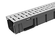 КОМПЛЕКТ: ЛОТОК ВОДООТВОДНЫЙ ПЛАСТИКОВЫЙ GIDROLICA LIGHT ЛВ -10.11,5.9,5- С РЕШЕТКОЙ СТАЛЬНОЙ ГИДРОЛИКА ЛАЙТ