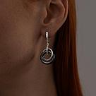 Серьги из серебра с керамическими вставками и фианитами  94025853  вставка  , с английским замком коллекц., фото 2