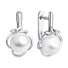 Серьги из серебра с жемчугом и фианитами  92022994, фото 2