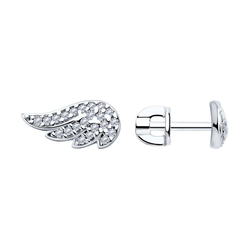 Серьги из серебра с фианитами  94025727 серебро с родием,  коллекц. SVOBODA, фото 1