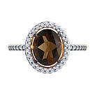 Кольцо из золочёного серебра с раухтопазом и фианитами 93-310-01999-4, фото 2