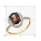 Кольцо из золочёного серебра с раухтопазом и фианитами 93-310-01999-4, фото 4