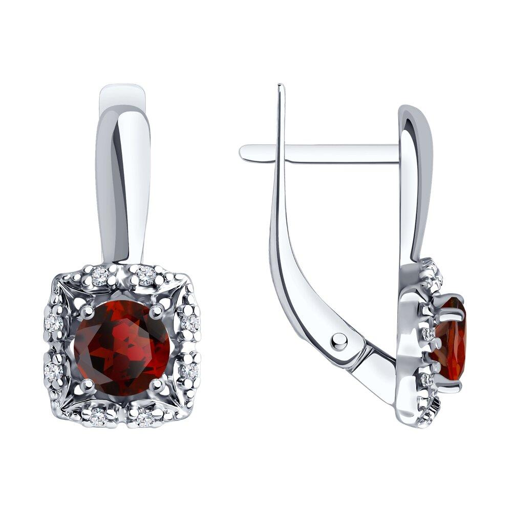Серьги из серебра с гранатами и фианитами Diamant 94-320-00180-2 вставка коллекц. SOKOLOV эксклюзивно для, фото 1