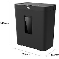 Шредер Deli, 4 уровень секретности (4х 33мм), 5 листов, 10 литров