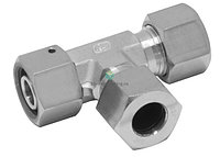 DEL-25S Hy-Lok - Переходник T-образный угловой с гайкой обжимной 25 мм, DIN 2353 (ISO 8434-1), нерж. ст.