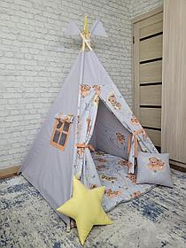 Детский вигвам палатка серый Мишки