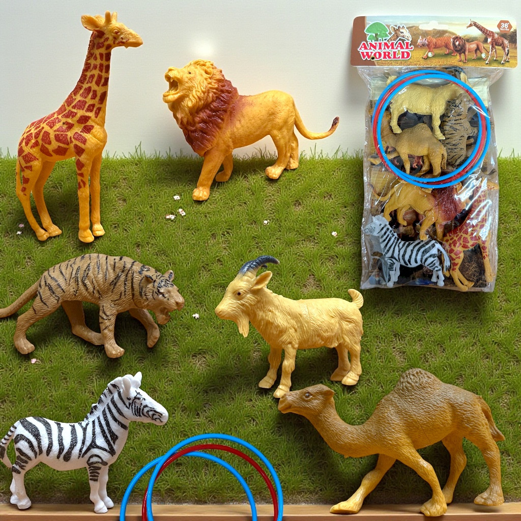 610 Животные Сафари 6шт + кольца 3шт 30*15см, фото 1