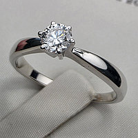 Сертификат GIA , золотое кольцо 585 проба, размер 17,5, с бриллиантом 0,32Ct VS1/G G-Cut, 2,67г