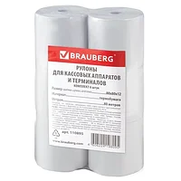 Чековая лента ТЕРМОБУМАГА 80 мм (диаметр 78 мм, длина 80 м, втулка 12 мм) КОМПЛЕКТ 6 шт., BRAUBERG, 110895