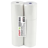 Чековая лента ТЕРМОБУМАГА 80 мм (диаметр 65 мм, длина 50 м, втулка 12 мм), КОМПЛЕКТ 6 шт., 44 г/м2, STAFF,