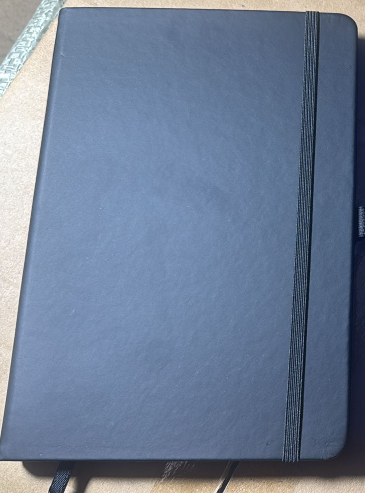 Записная книга А5, на резиночке. Петля под ручку (без ручки) темно синий