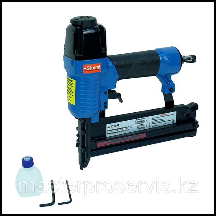Sturm! AU-1730-04 — пневмостеплер универсальный 2-в-1, скоба/гвоздь, давление 8.3 бар