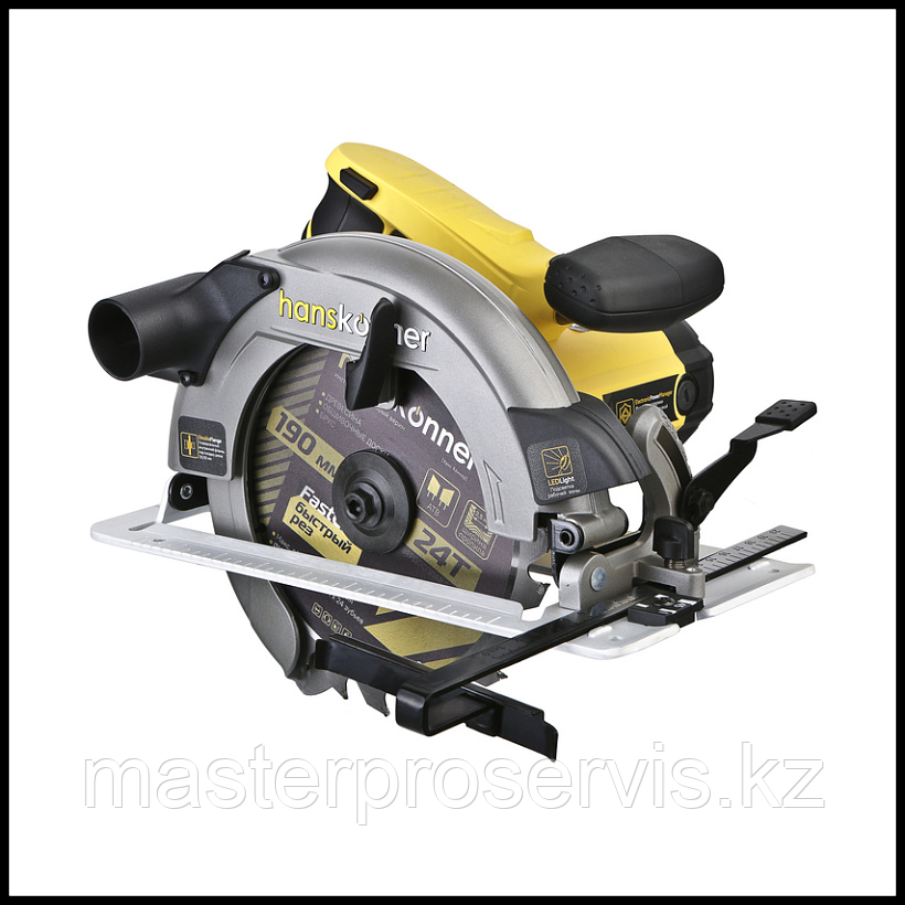 HCS50190 Пила дисковая циркулярная Hanskonner PLATINUM, 1800Вт, ТПД 190х20мм,пропил 65мм,LED
