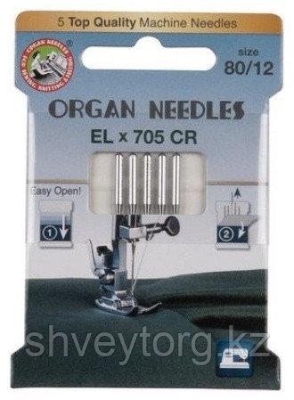 Иглы для оверлоков и плоскошовных машин ORGAN EL x705 CR ECO (5 шт.) № 12/80, фото 1