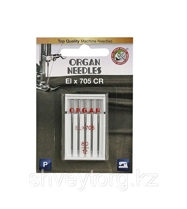 Иглы для оверлоков и плоскошовных машин, ORGAN EL x705 Chromium (5 шт) (Блистер) №12/80, фото 1