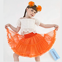 Набор юбка американка с бантами детская для танцев оранжевая OZGESHE