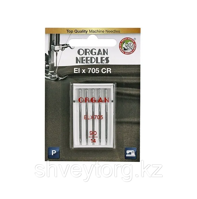 Иглы для оверлоков и плоскошовных машин, ORGAN EL x705 Chromium (5 шт) (Блистер) №14/90, фото 1