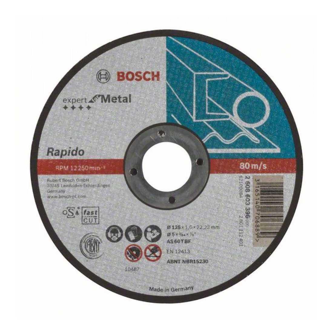 Диск отрезной по металлу Bosch 125х1х22.2мм 2608603396, фото 1