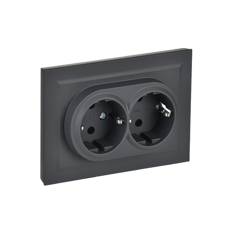 Роз. 2-я с з/к/ш 16А в сборе "BRITE" графит (1/100)