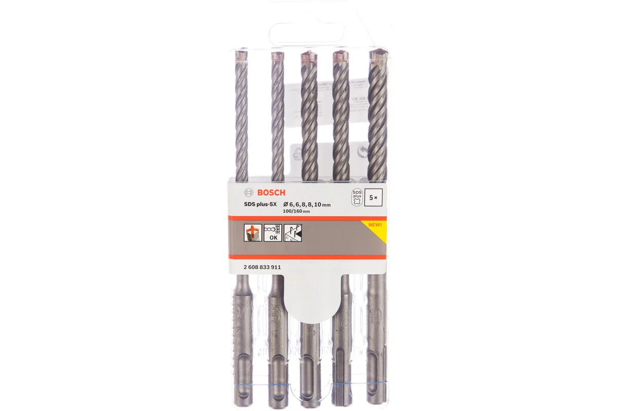 PRO Набор буров SDS plus-5X 5шт Набор 6/6/8/8/10мм