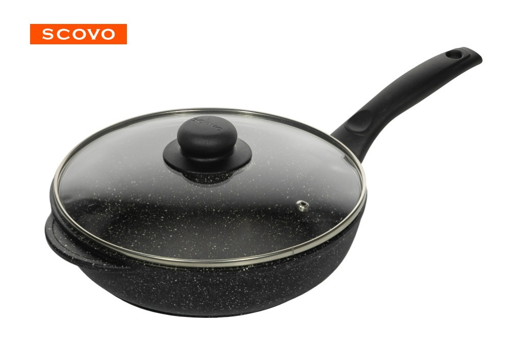 Сковорода Scovo Литая ЛТ-010, 26 см, стеклянная крышка, фото 1