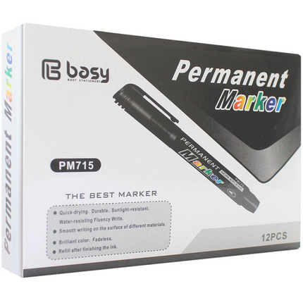 Маркер перманентный BASY "FL-6011" 1-3 мм, черный, фото 2