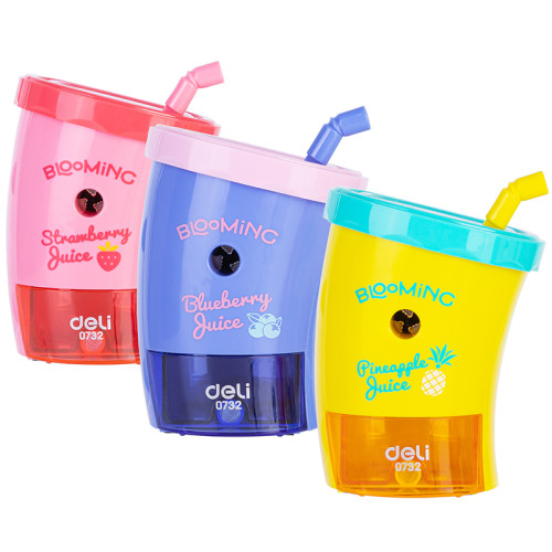 Очилка DELI "Blooming" Juice механическая, 1 отверстие, с контейнером, ассорти