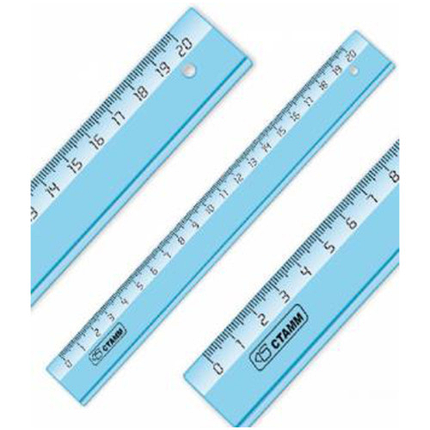 Линейка СТАММ "Cristal" 20 см, тонированная голубая, фото 1