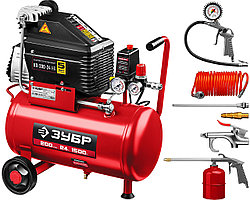 ЗУБР 200 л/мин, 24 л, 1500 Вт, 6 предметов, безмасляный компрессор (КП-200-24 Н6)