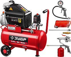 ЗУБР 240 л/мин, 24 л, 1500 Вт, 6 предметов, масляный компрессор (КПМ-240-24 Н6)