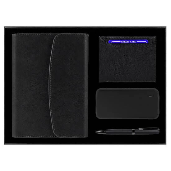Набор подарочный Solution Prestige Quadro ежедневник, кошелёк, powerbank, ручка, чёрный, фото 1