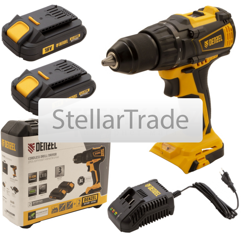 Дрель-шуруповерт аккумуляторная Denzel BLDL-IB-18-02 26121