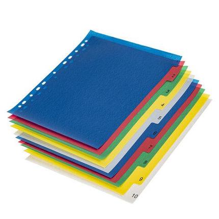 Разделитель пластиковый А4, 10 листов, цифровой 1-10, оглавление, цветной, фото 1