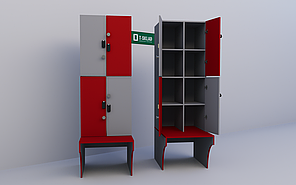 Шкаф для раздевалки Квадро с лавкой