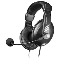 Наушники с микрофоном (гарнитура) DEFENDER HN-750, проводная, 2 м, стерео с оголовьем, регулятор громкости,