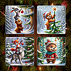Набор новогодних магнитов “Зверята” (12 шт, 7×7 см), фото 2