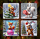 Набор новогодних магнитов “Зверята” (12 шт, 7×7 см), фото 3