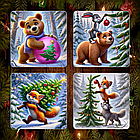 Набор новогодних магнитов “Зверята” (12 шт, 7×7 см), фото 4