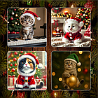 Набор новогодних магнитов “Котята” (12 шт, 7×7 см), фото 3