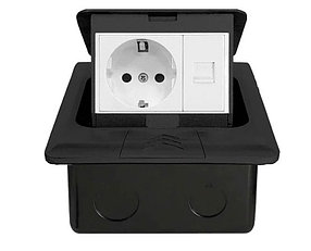 Лючок напольный 3 мод черный MacKenzie (220*1+UTP*1)