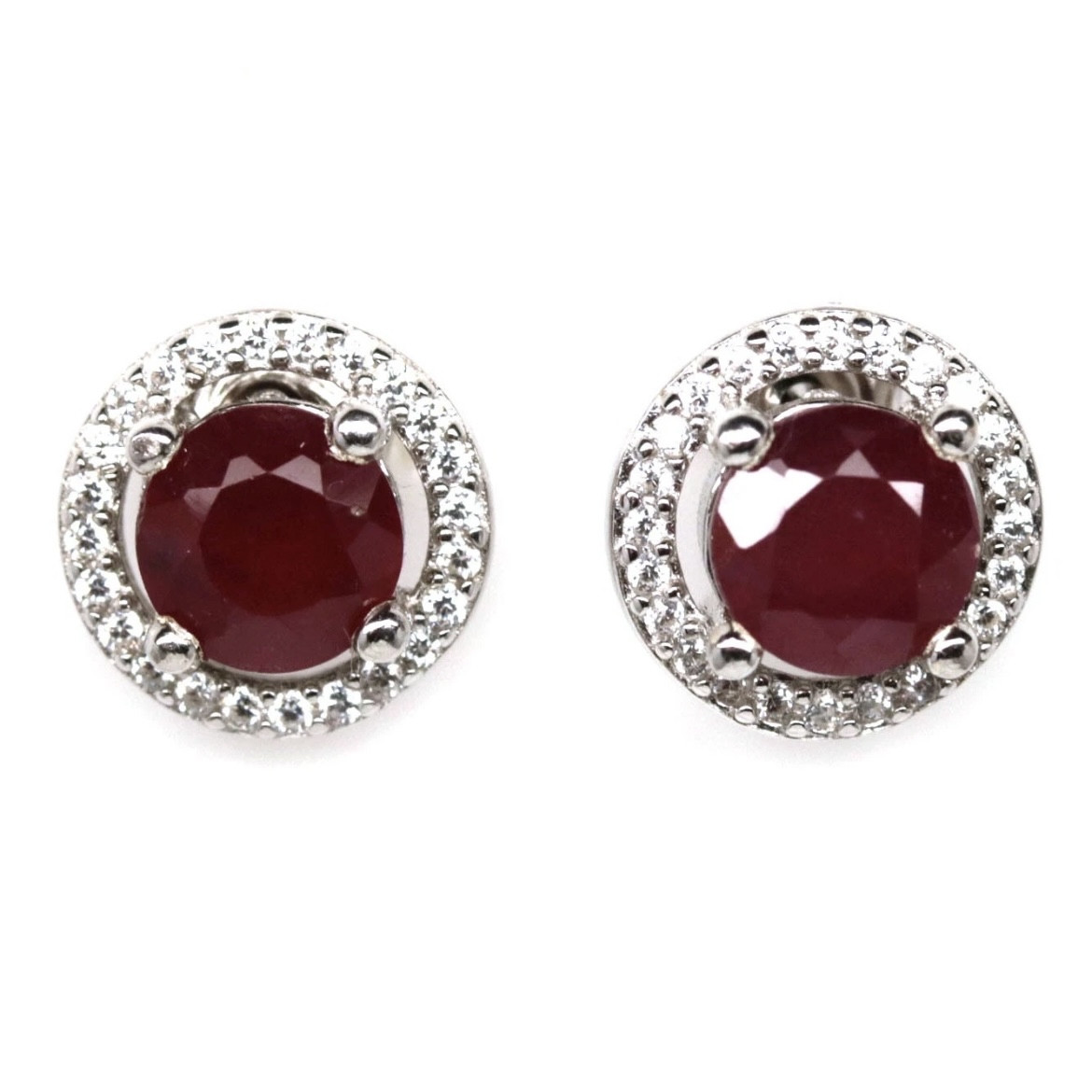Серьги пуссеты с натуральными Рубинами, фото 1