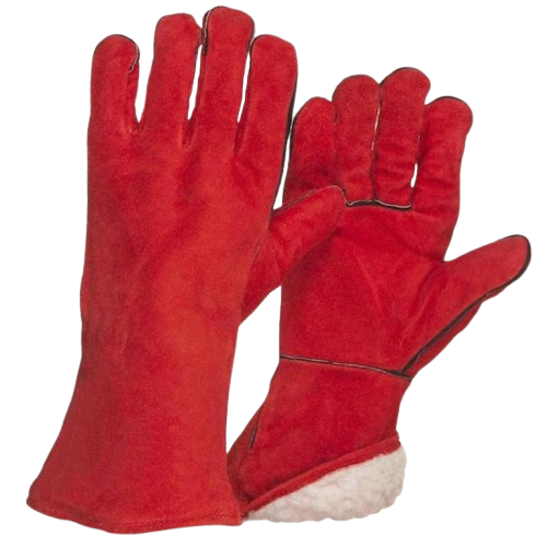 Краги спилковые пятипалые с подкладкой (Зима), фото 1