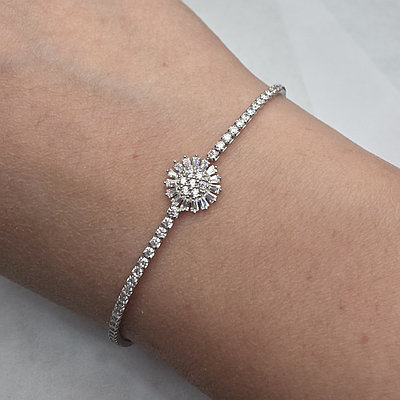 Браслет серебро 925пр 3,30г, фианит, размер 16