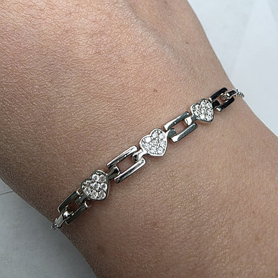 Браслет серебро 925пр 4,26г, фианит, размер 16