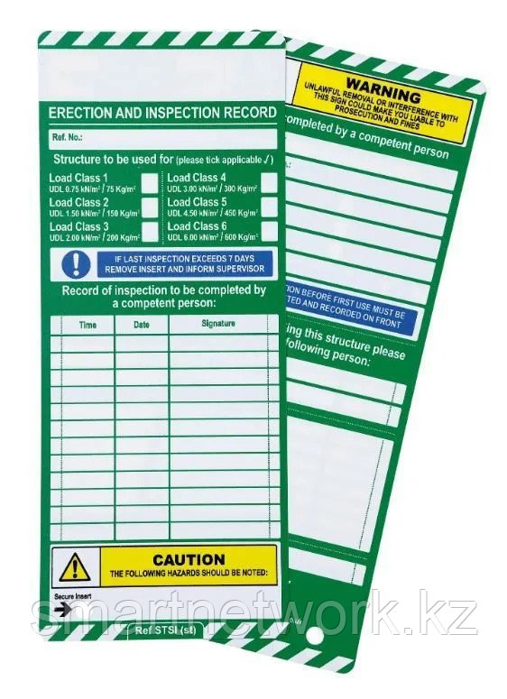 Бирки на английском языке для держателя Scafftag MK1, полипропилен, размер 85 х 208 мм, 50 шт/упак., фото 1