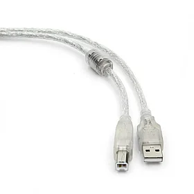 USB 2.0 Pro Cablexpert CCF-USB2-AMBM-TR-6 кабелі, AM/BM, 1,8м, қалқан, феррит.сақина, мөлдір, пакет