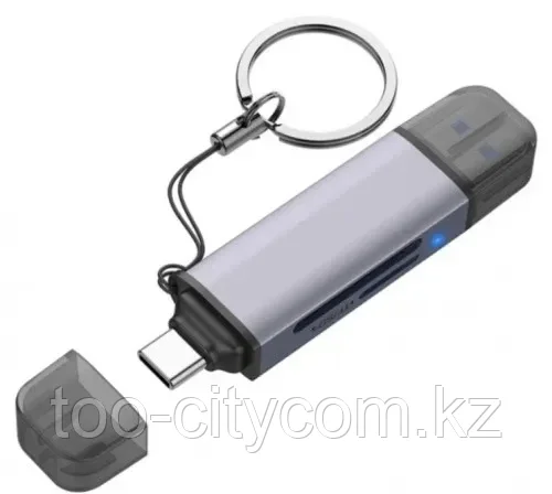 Кардридер Netac WK13GYCN USB3.0+Type-C SD/microSD серый, фото 1