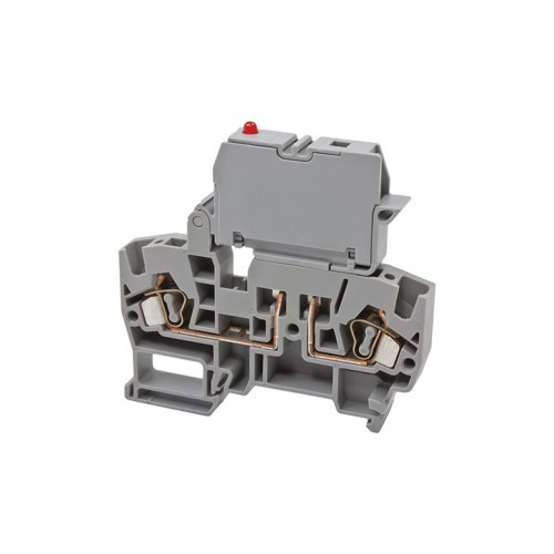 Клеммник пружинный с держ. предохр. (5х20, 5х25), откид.картридж, с индикацией 48VDC, на DIN-рейку,, фото 1