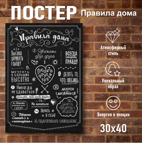 Постер "Правила дома" (30х40 на фотобумаге)