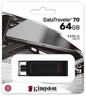 Флешка USB Kingston DT70, 64GB, Черный ,flash 64GB DT70 USB-C 3.2, black